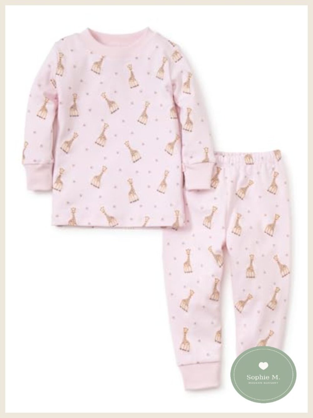 Sophie La Girafe Baby Pajama Set 100% Peruvian Pima Cotton 2-Piece
